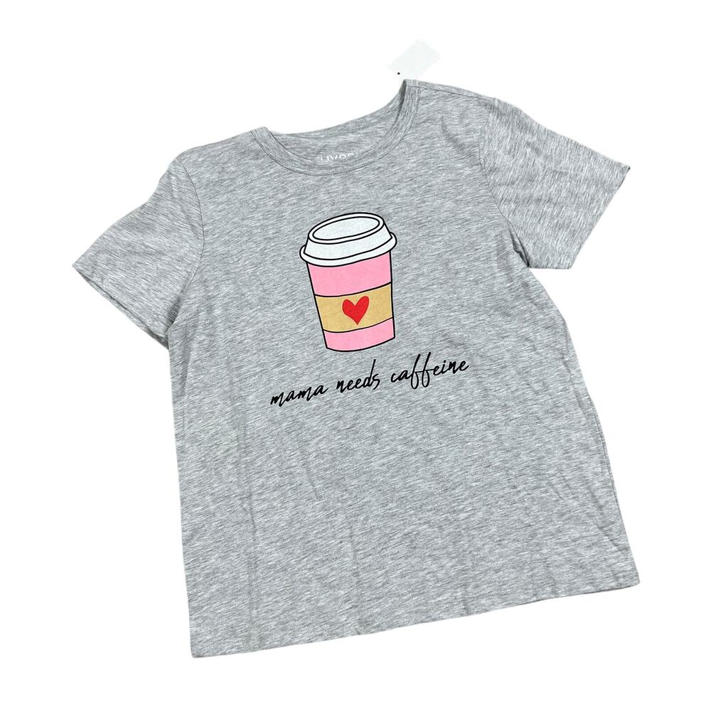 Women's Gray Mama Needs Caffeine Short Sleeve Graphic T-Shirt - Medium - NWT